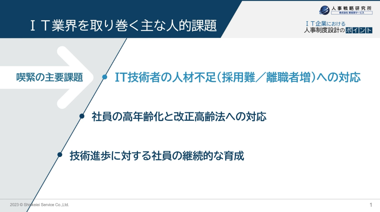 IT業界を取り巻く主な３つの人的課題
